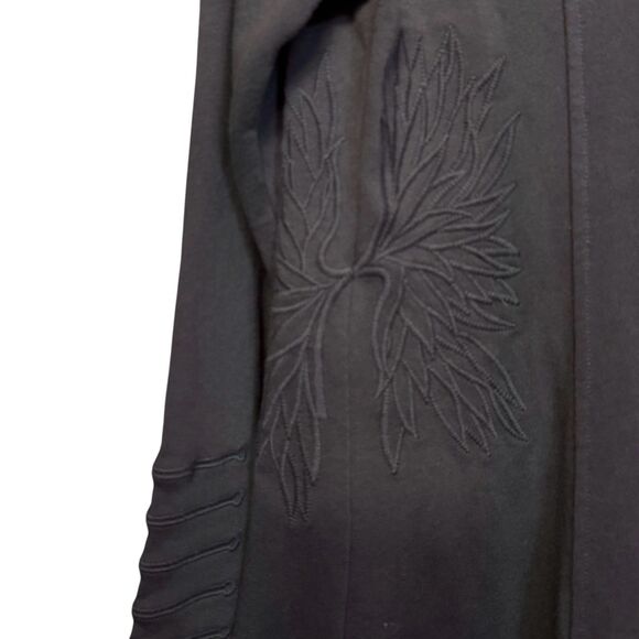 Soft Surroundings Embroidered Jacket Cardigan Small Gray Military Grunge Goth - Picture 7 of 12